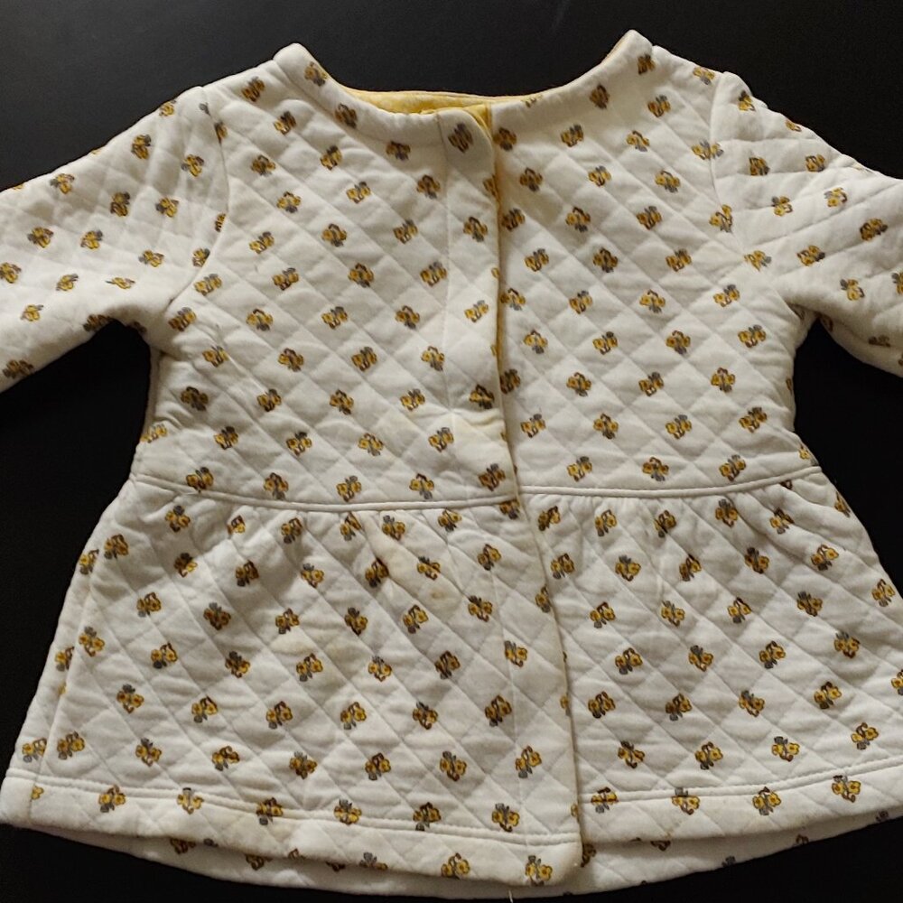 Quilted Carter's snap button jacket toddler girl with flower design like new
